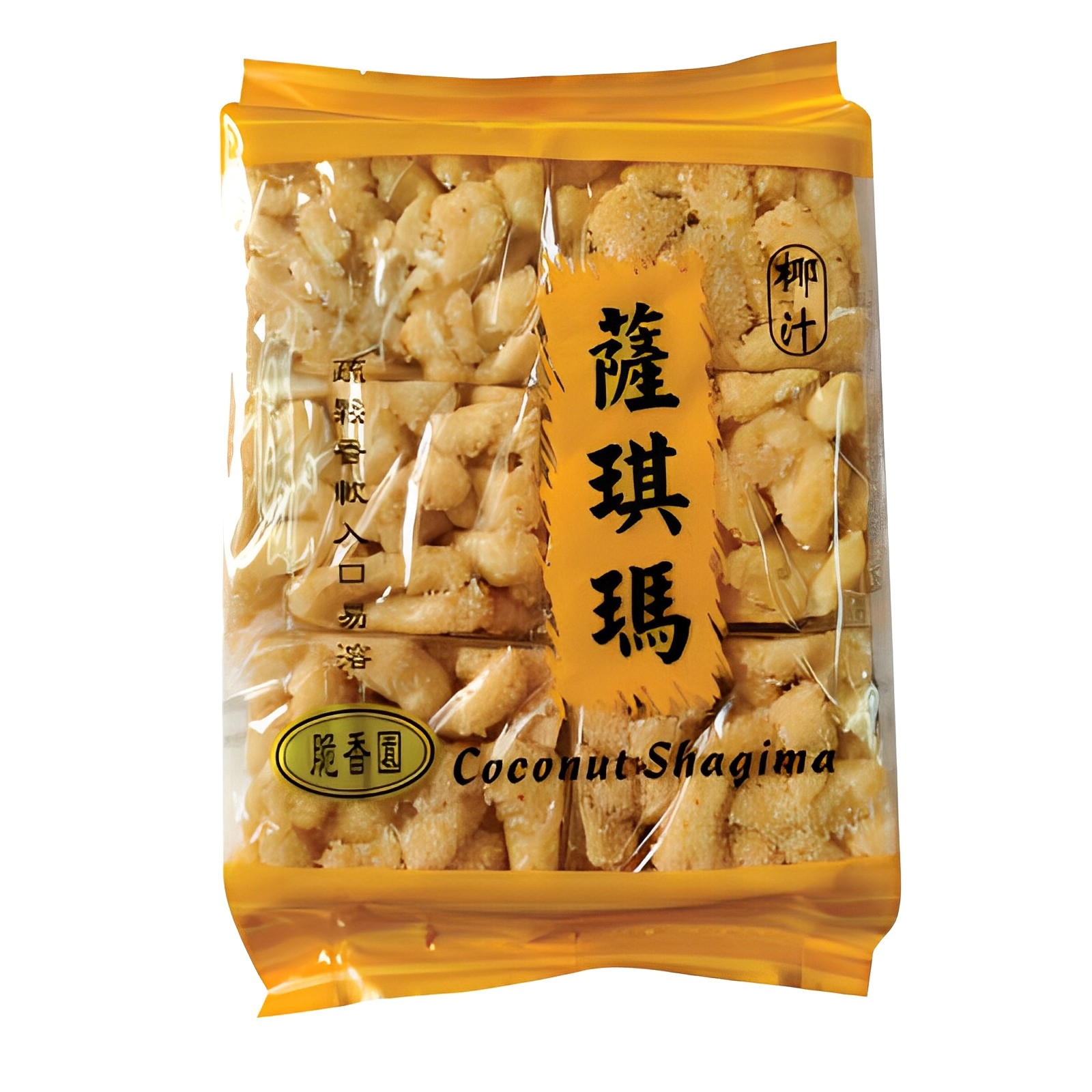 Coconut Shagima product packaging for Asian grocery buyers