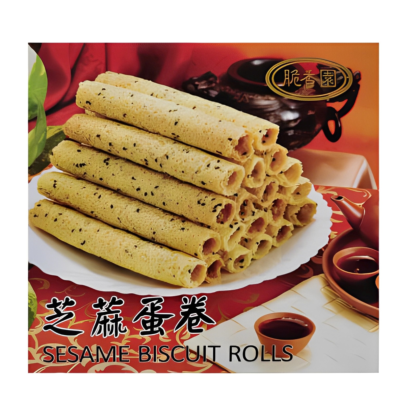 Sesame Cookie Rolls product packaging for Asian grocery buyers